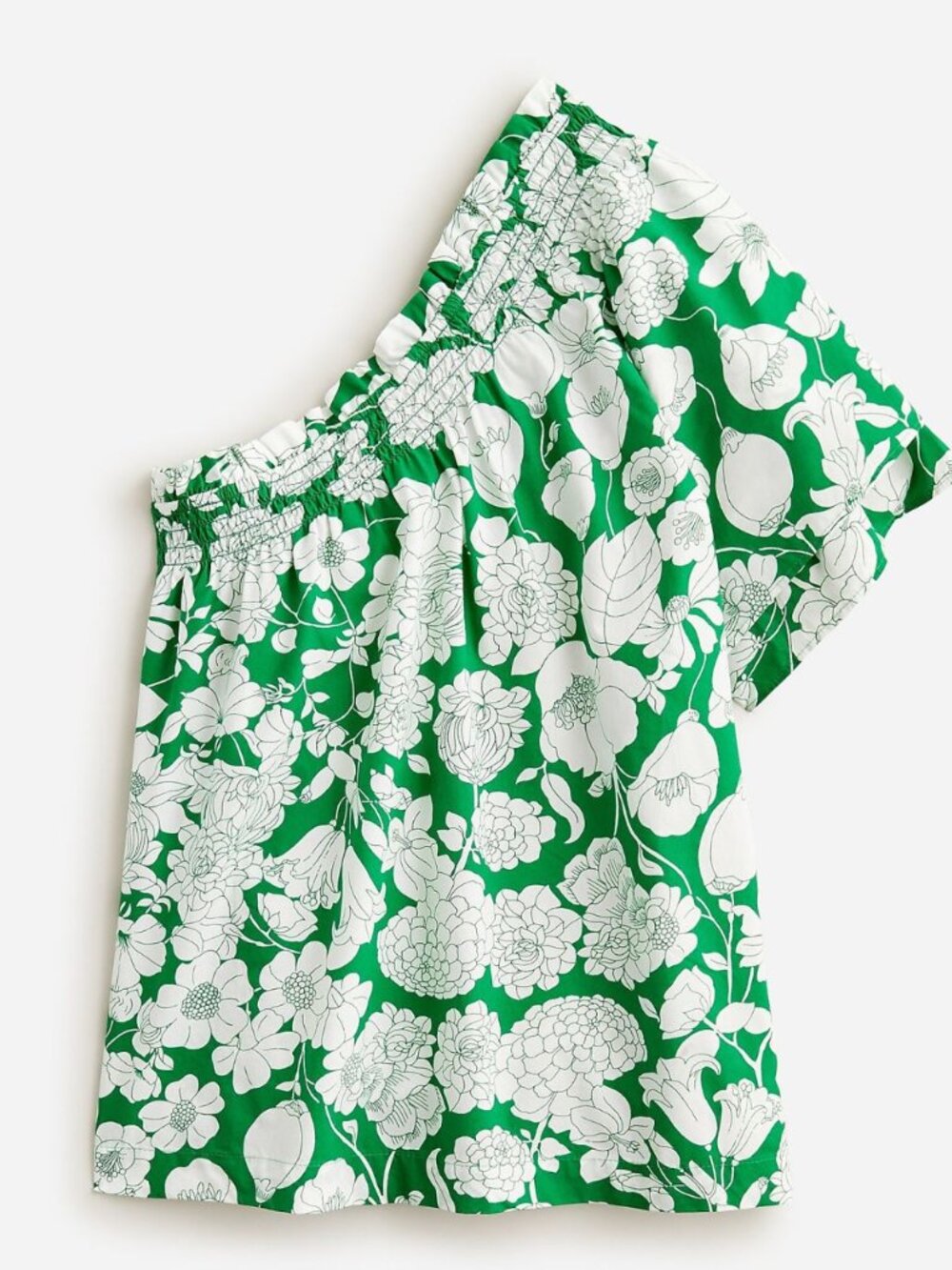 J Crew Smocked one-shoulder top in Kelly floral